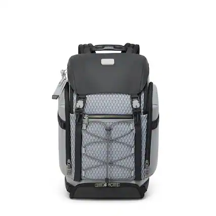 Front. TUMI - Alpha Bravo Expedition Backpack - Pearl Gray Mesh.