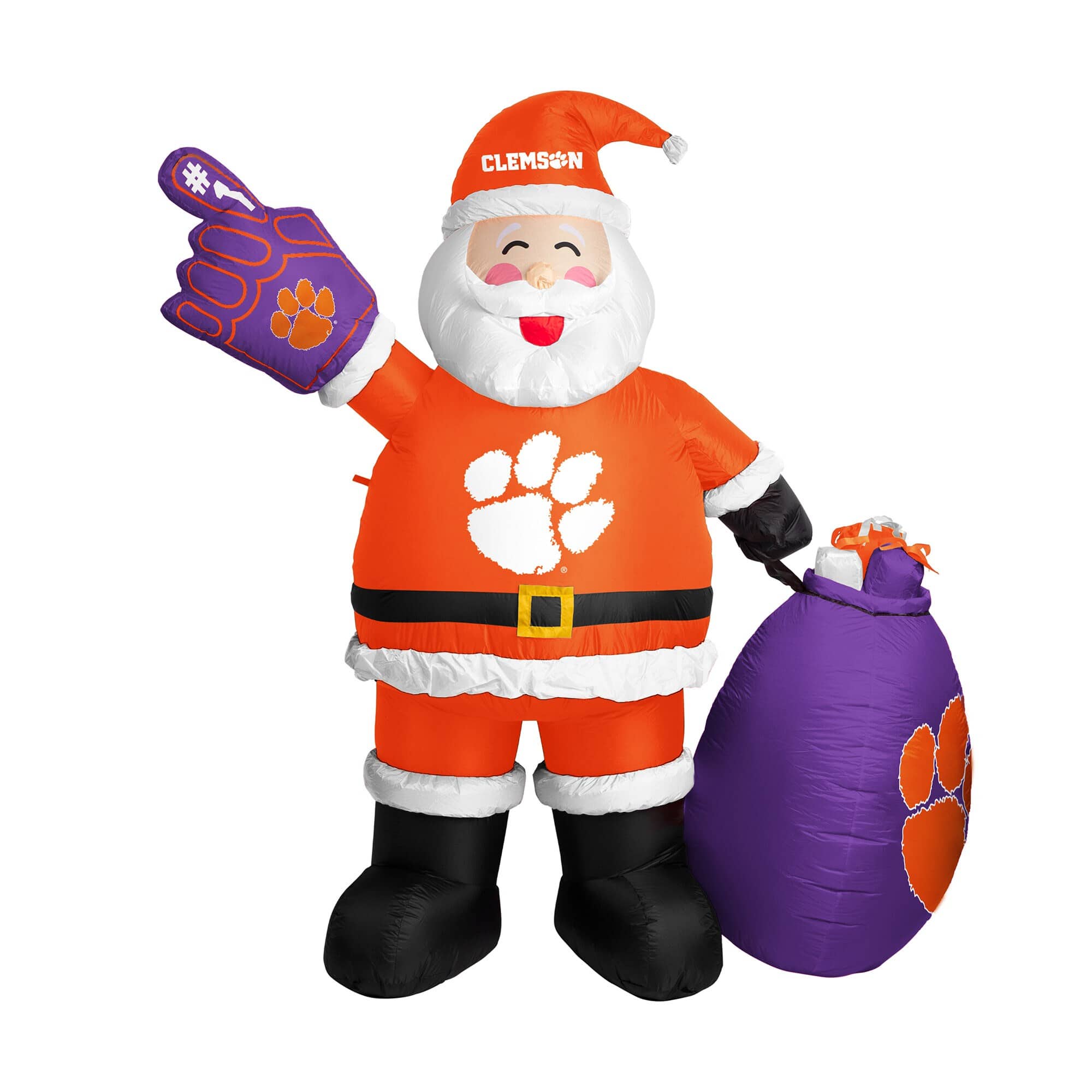 Front. Logo Brands - Clemson Tigers 7' Inflatable Santa - Multicolor.