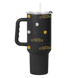 Logo Brands - Pittsburgh Steelers 40oz. Step and Repeat Powder Coat Tumbler - Black