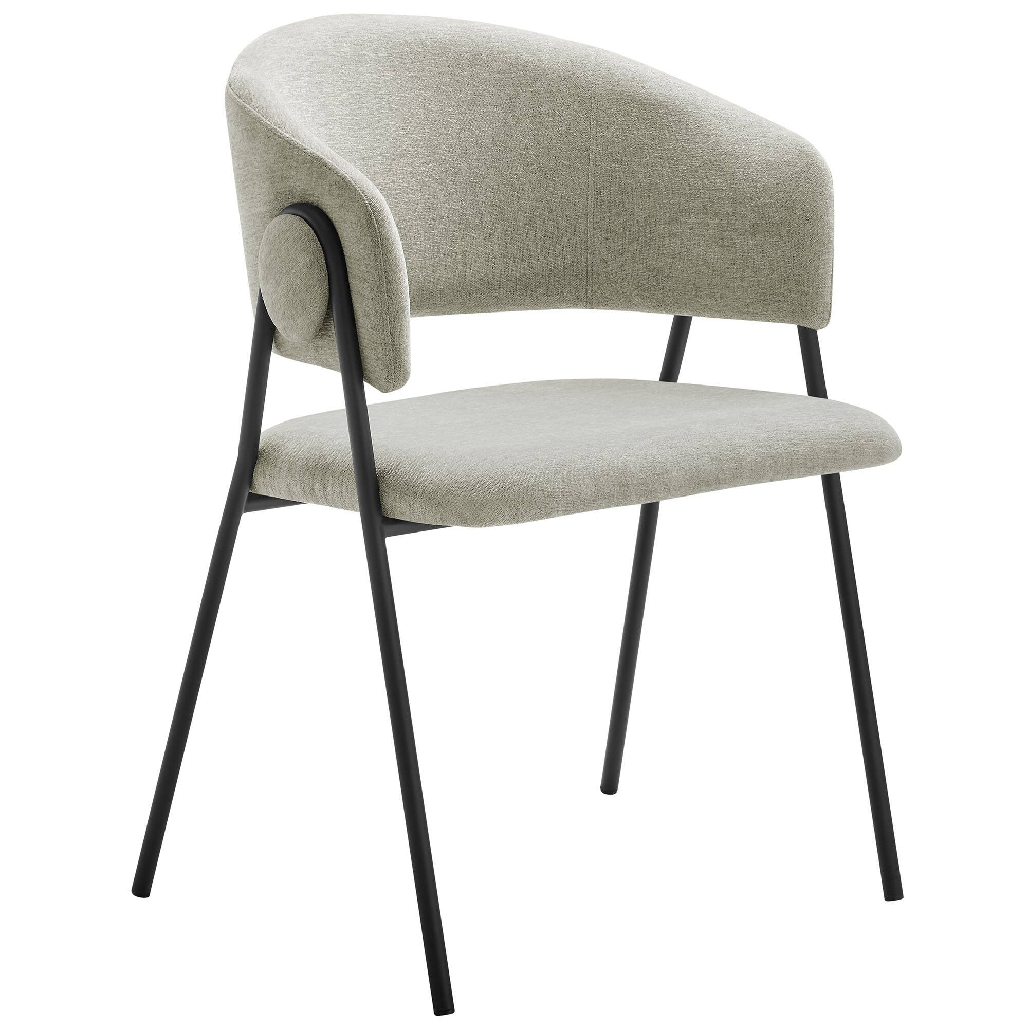 Back. Modway - Nella Upholstered Heathered Chenille Dining Chairs Set of 2 by Modway - Black.