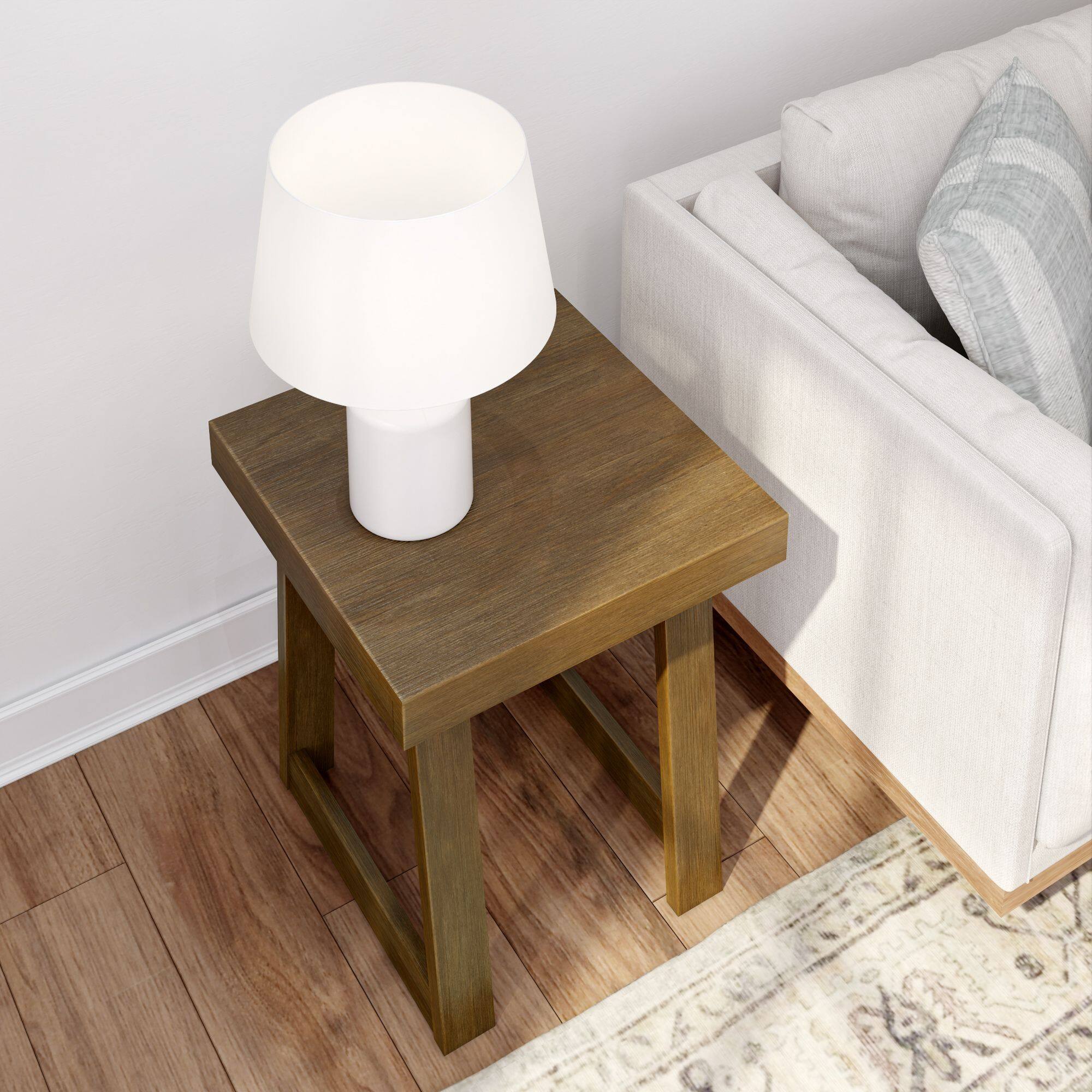Alt View 5. Plank+Beam - Classic Square Side Table (20in x 20in / 510mm x 510mm), Pecan Wirebrush - Pecan Wirebrush.