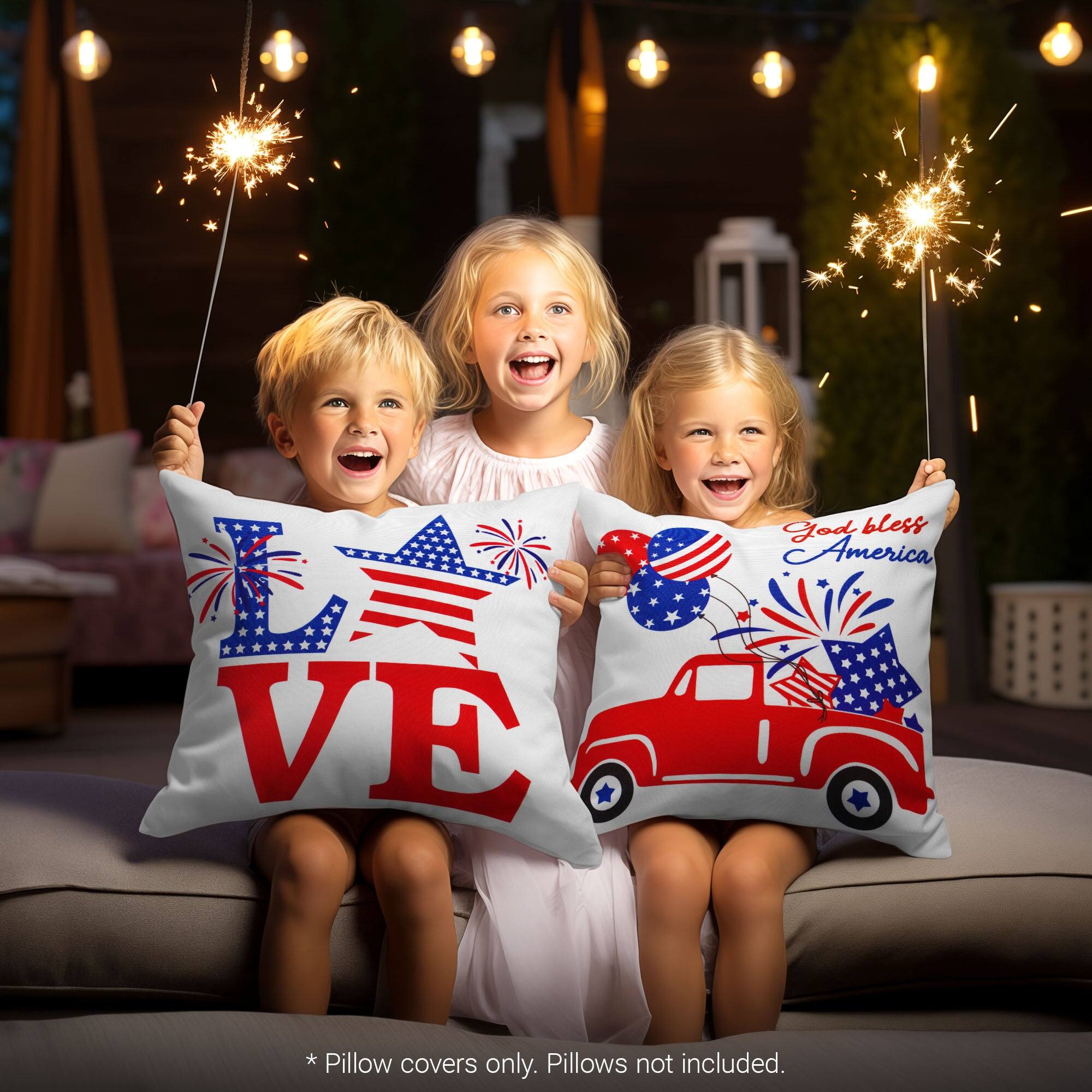 L VE God bless America * Pillow covers only. Pillows not included.