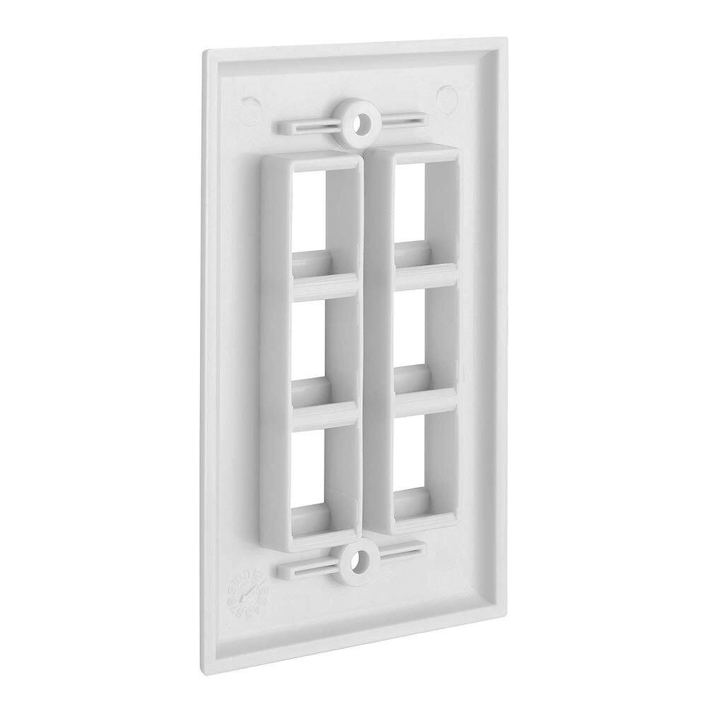 Angle. Cmple.com - Cmple - Keystone Wall Plate Cover Ethernet Wall Plates for Modular Inserts, RJ45 Keystone Jack - 6 Port - White - White.