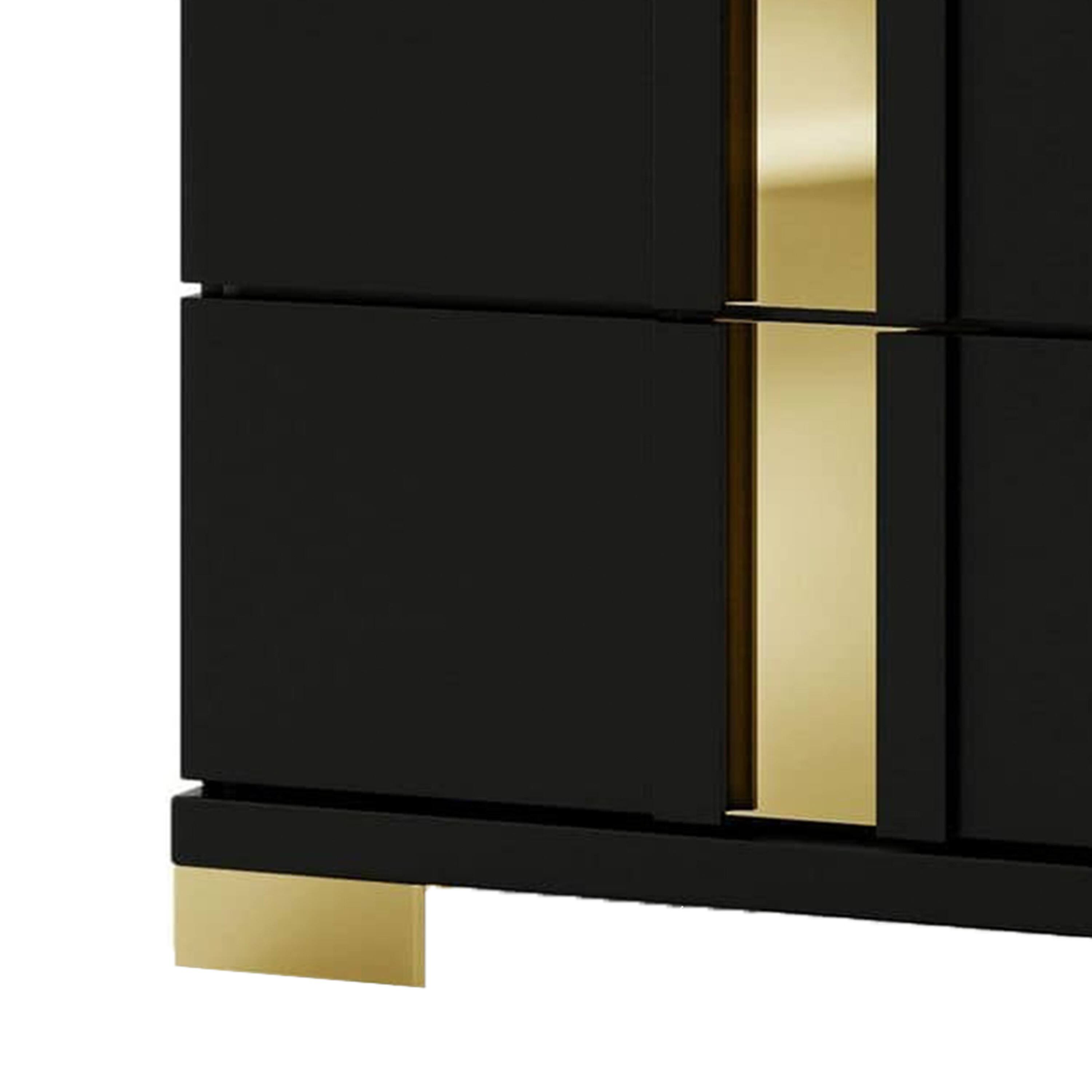 Back. Manhattan Lane - Yoki Nightstand, 2 Drawers, Modern Glam, 23 Inch - Black, Gold.