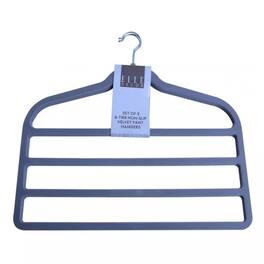 Elle Decor - 4‑Tier Non‑Slip Velvet Pant Hangers, Set of 3 Closet Organizers - Gray