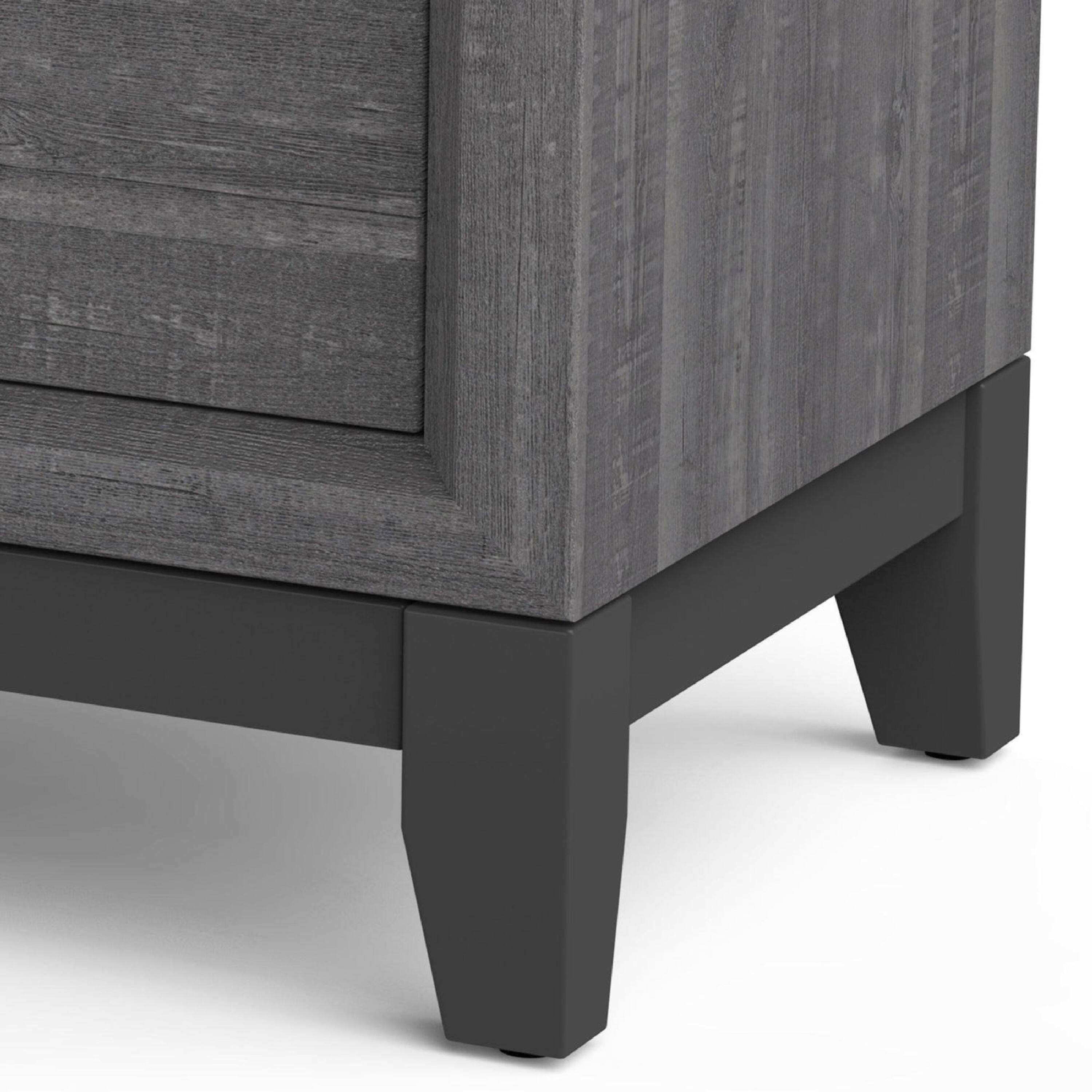 Alt View 2. Manhattan Lane - Erica Bedside Nightstand, 2 Drawers Chrome Bar Handles - Gray.