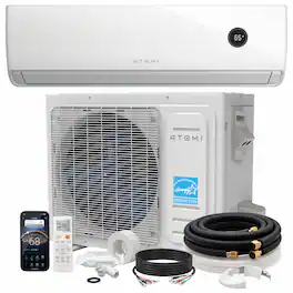 Atomi Smart - Tempestas 18,000 BTU Smart Ductless Mini Split AC & Heat Pump – R32 Refrigerant, Inverter, WiFi/App/Voice Control - White