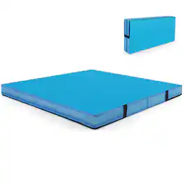 Gymax - 4'x4'x4'' Bi-Folding Gymnastic Tumbling Mat W/Handles for Home Gym Yoga MMA - Blue