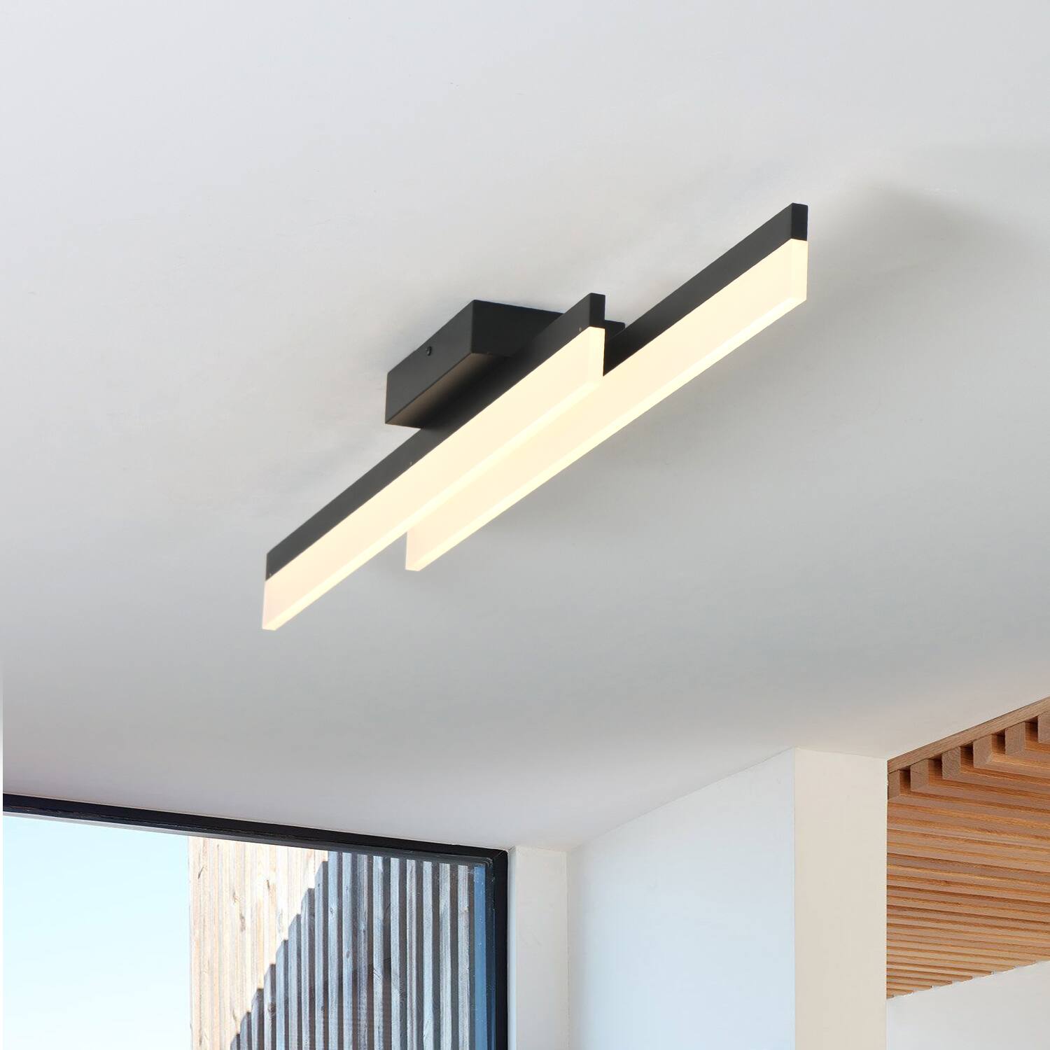 Alt View 6. Umeiluce - Modern Hardwired LED Flush Mount Light Warm Light Switch Dimmable - Matte Black.