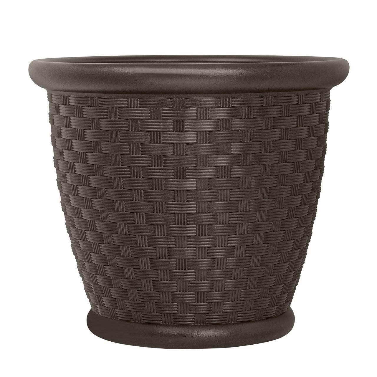 Suncast - Resin Wicker Decorative Garden Flower Planter - Brown
