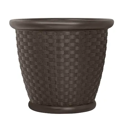 Alt View 11. Suncast - Resin Wicker Decorative Garden Flower Planter - Brown.