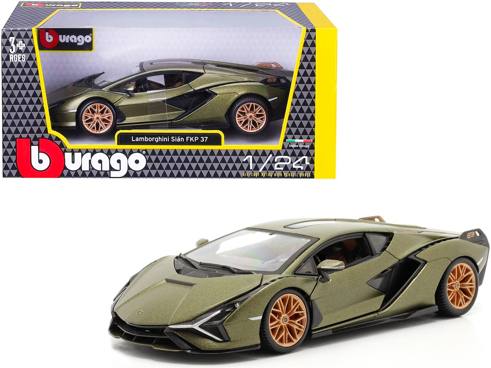 Lamborghini Sian FKP 37 Matt Green Metallic with Copper Wheels 1/24 Diecast Model Car by Bburago price history on PriceWatchPro