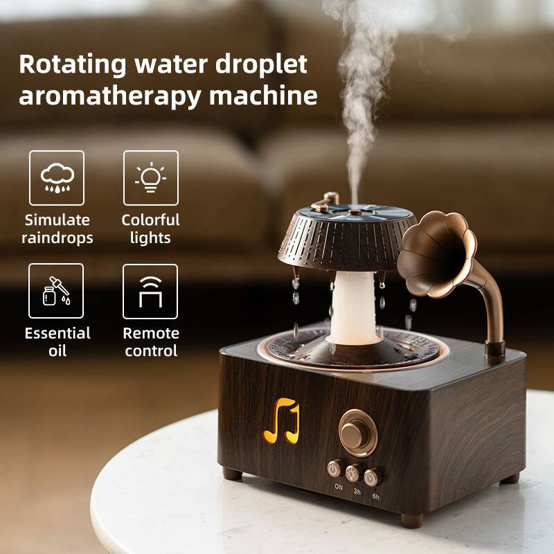 Rotating water droplet aromatherapy machine

- Simulate raindrops
- Colorful lights
- Essential oil
- Remote control

ON 3h 6h
