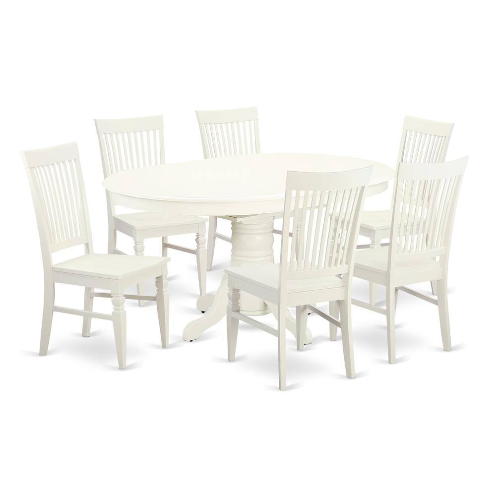 Back. East West Furniture - Dining Room Set Linen White - Brown.