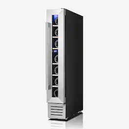 Yeego - Wine Cooler Refrigerator ,7-Bottle Compressor Fridge with UV Glass Door,Built-in or Freestanding - Stainless Steel