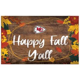 Fan Creations - Kansas City Chiefs 11'' x 19'' Happy Fall Y'all Sign - Brown