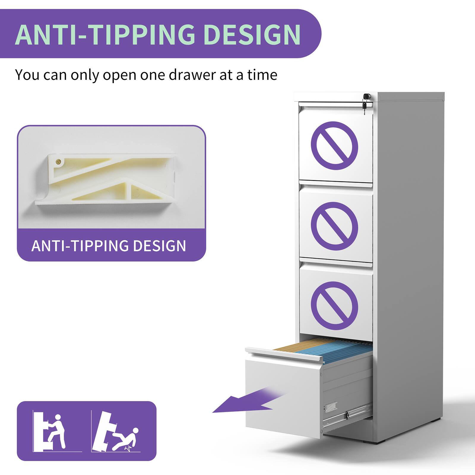 ANTI-TIPPING DESIGN

You can only open one drawer at a time

ANTI-TIPPING DESIGN