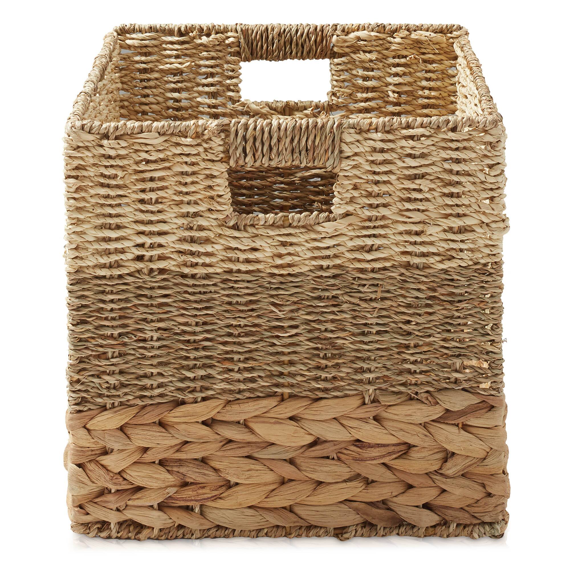 Alt View 3. Casafield - 12 x 12-in Water Hyacinth Storage Baskets - 2 Pack - Natural, Mixed Weave.