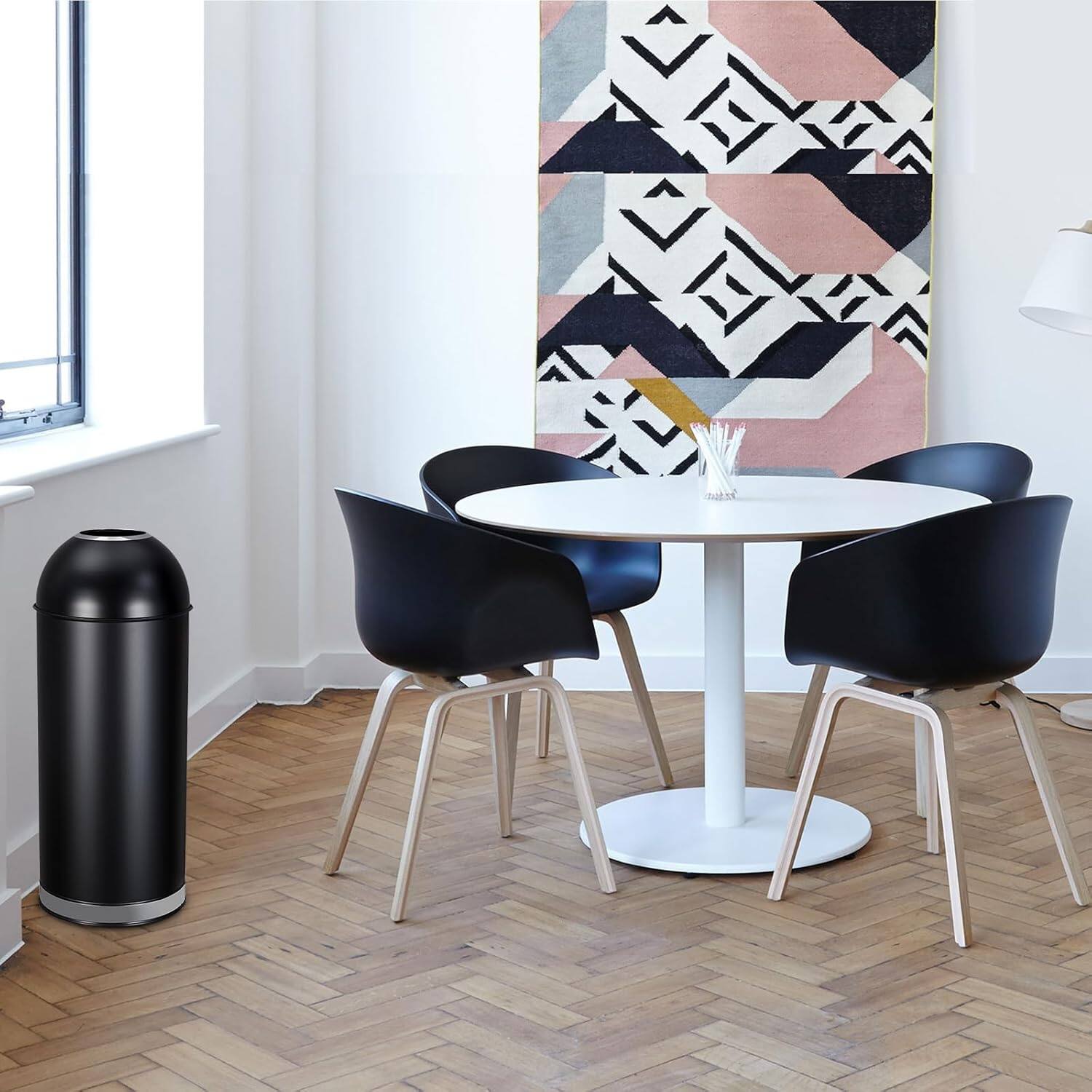 Alt View 2. Jojoka - 17 Gallon Open Top Commercial Trash Can, Heavy Duty Brushed Stainless Steel with Anti-Slip Base - Black.