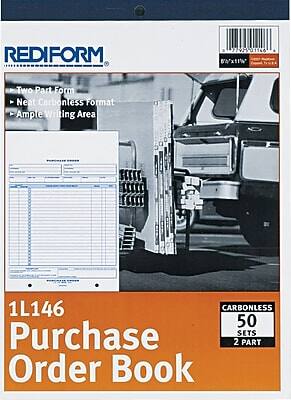 REDIFORM 9708-01166

Two Part Form  
Neat Carbonless Format  
Ample Writing Area

1L146 Purchase Order Book

CARBONLESS  
50 SETS  
2 PART