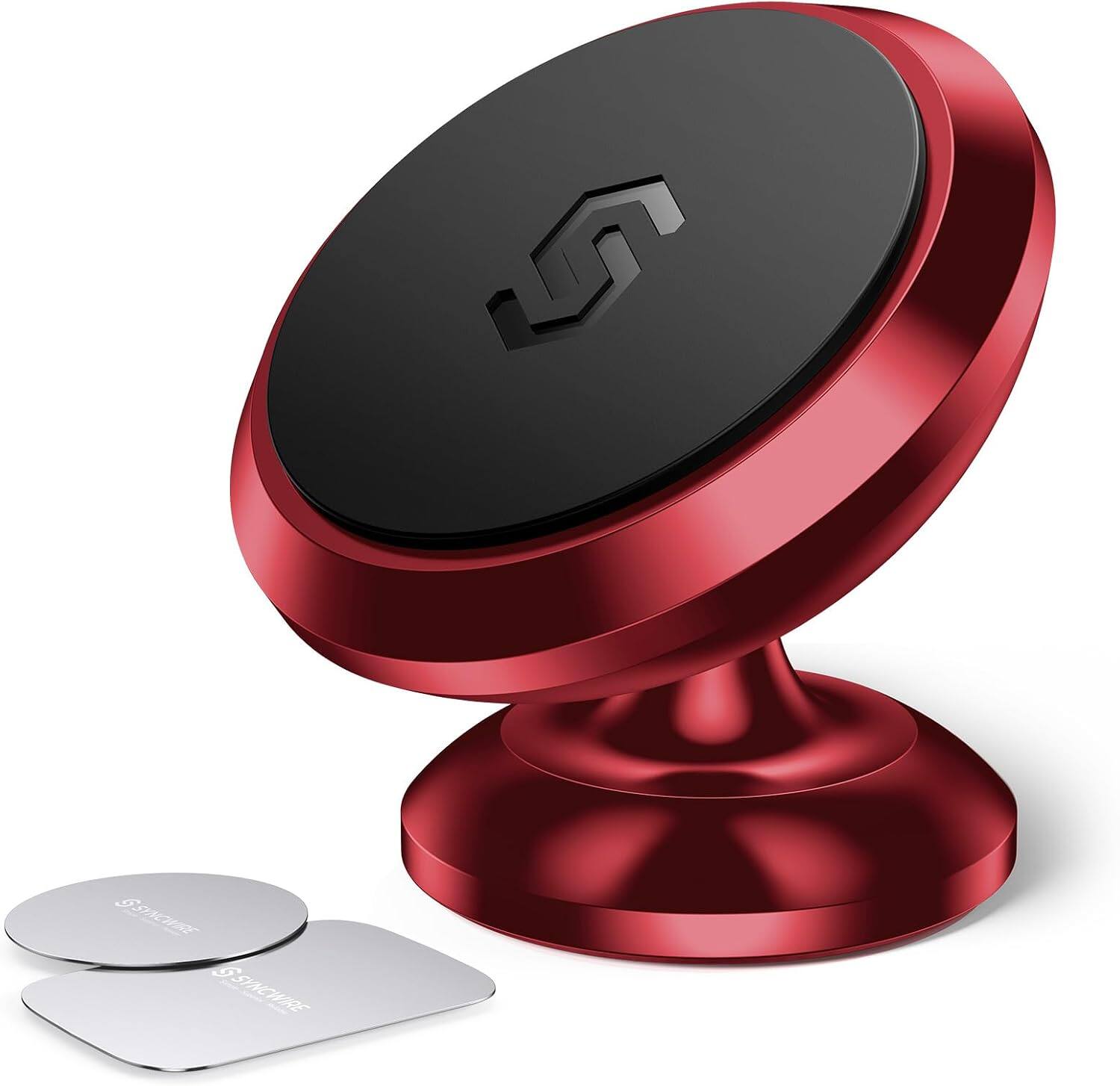 Alt View 4. Syncwire - Magnetic Car Phone Holder for Dashboard, 360° Adjustable Aluminum Stick-On Mount - Black.