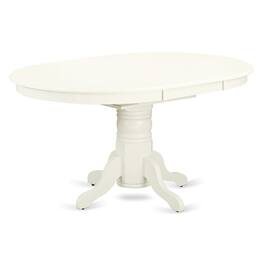 East West Furniture - Oval Table with 18" Butterfly leaf - Linen White