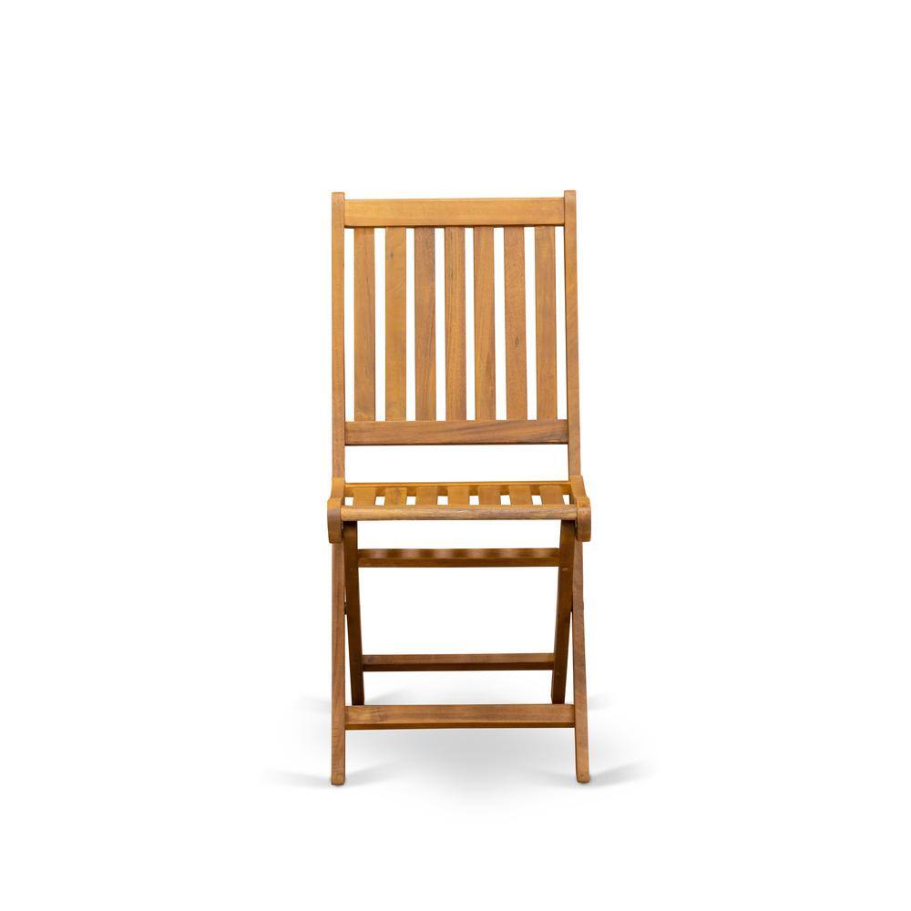 Angle. East West Furniture - East West Furniture BDKCWNA Outdoor Dining Chairs Slatted Back - Natural Oil Finish - Set of 2 - Natural Oil.