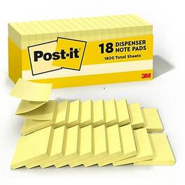 Post-it - Pop-up Notes, 3" x 3", Canary Collection, 90 Sheet/Pad, 18 Pads/Pack - Yellow