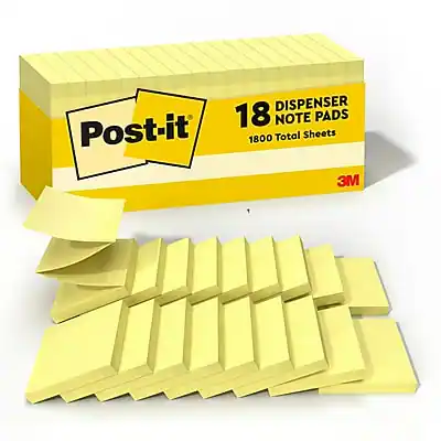 Post-it
18 Dispenser Note Pads
1800 Total Sheets
3M