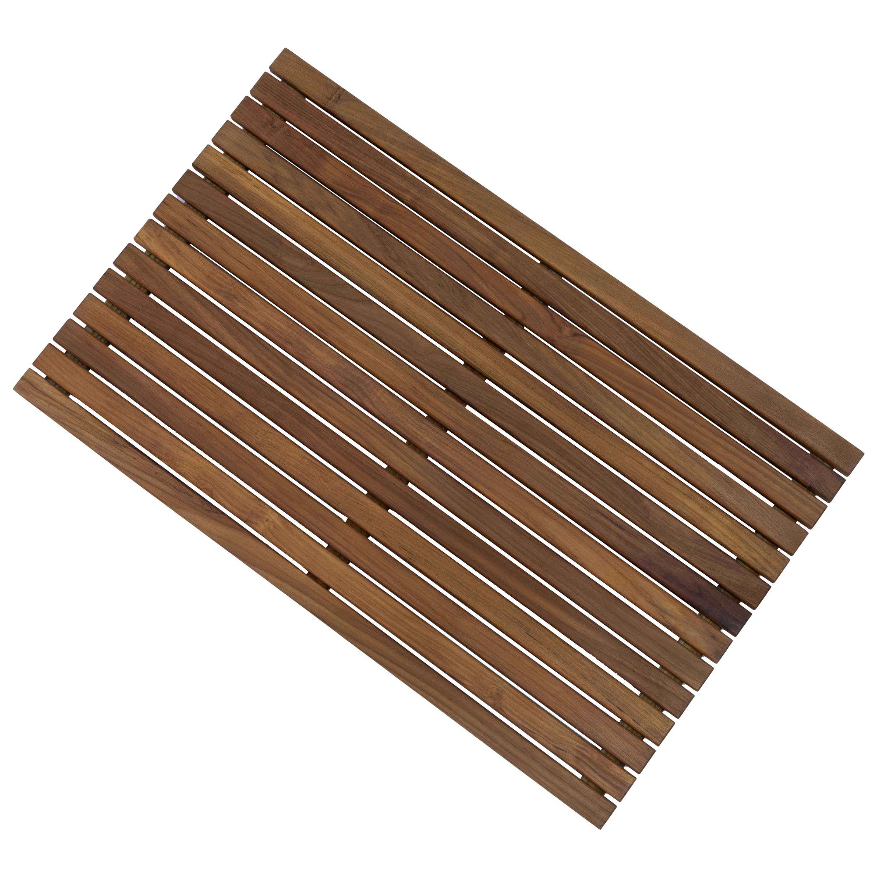 Sunnydaze - Solid Teak Shower Mat - Spa-Inspired Slatted Bath Mat - Brown