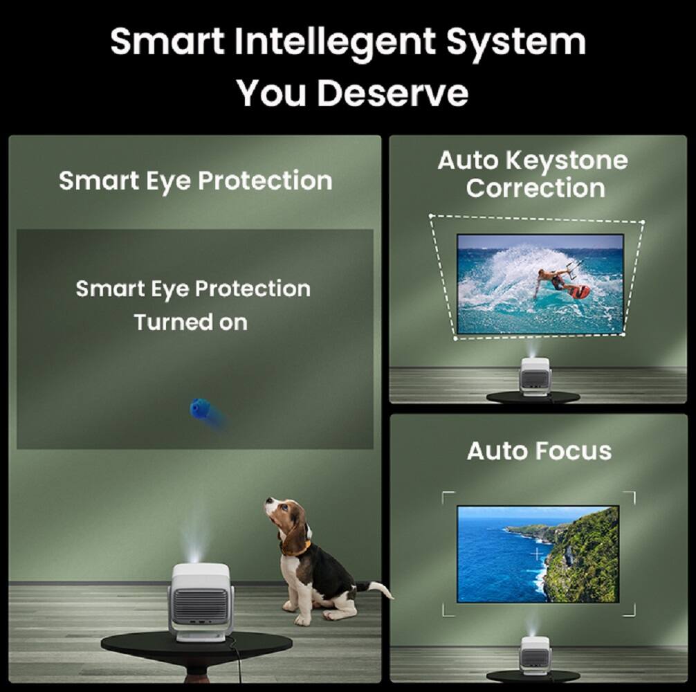 Smart Intelligent System  
You Deserve  

Smart Eye Protection  
Smart Eye Protection Turned on  

Auto Keystone Correction  

Auto Focus
