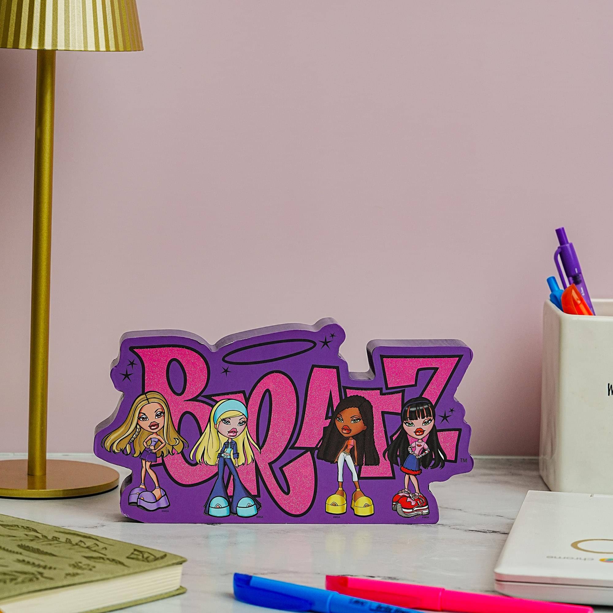 Alt View 10. Silver Buffalo - Bratz Squad Die-Cut Wooden Wall Art | 9 x 4 Inches - Purple.