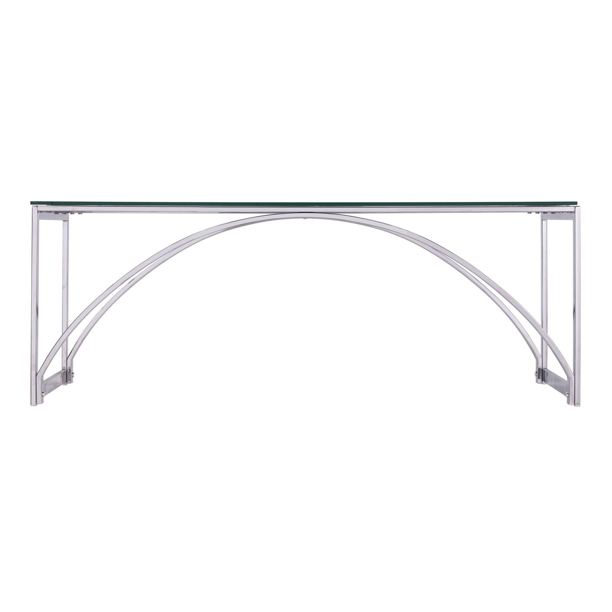 Left. Hivvago - Hivvago 48 Inch Glass And Metal Rectangular Coffee Table - Silver.