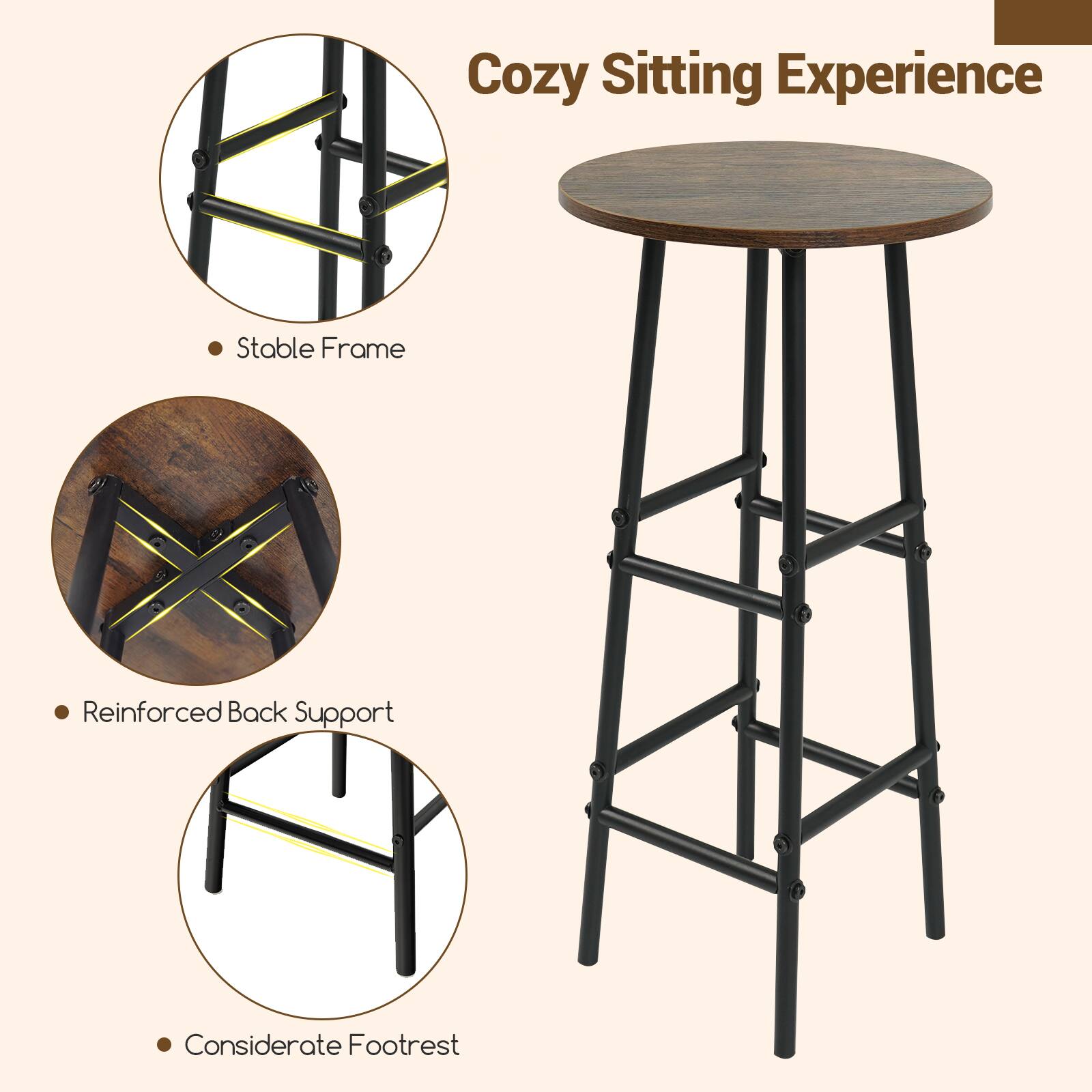 Cozy Sitting Experience

- Stable Frame
- Reinforced Back Support
- Considerate Footrest