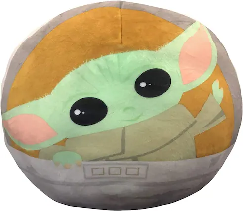 Front. Star Wars - Star Wars The Mandalorian The Child 11 Inch Round Cloud Plush Pillow - Green.