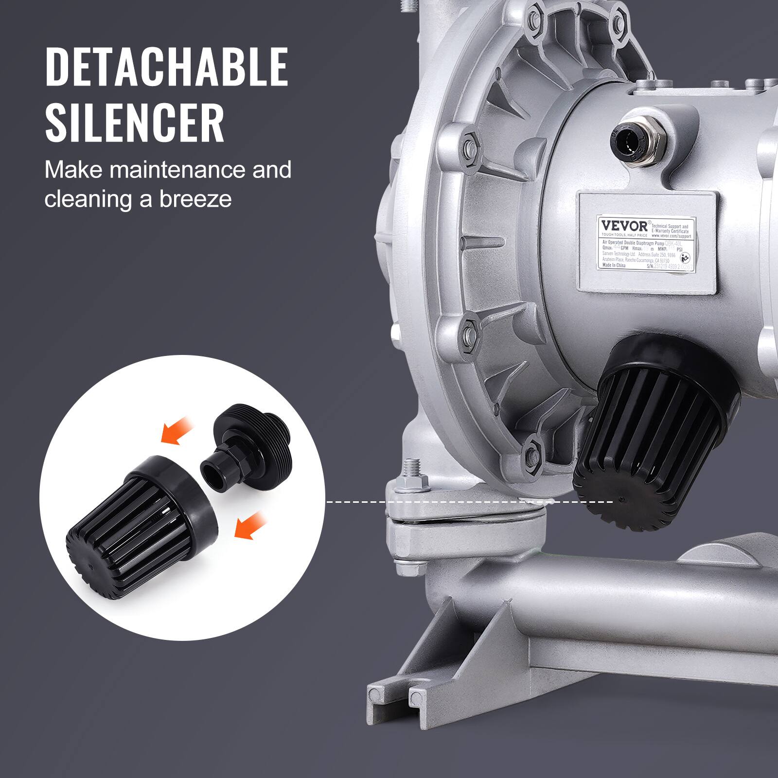 DETACHABLE SILENCER  
Make maintenance and cleaning a breeze