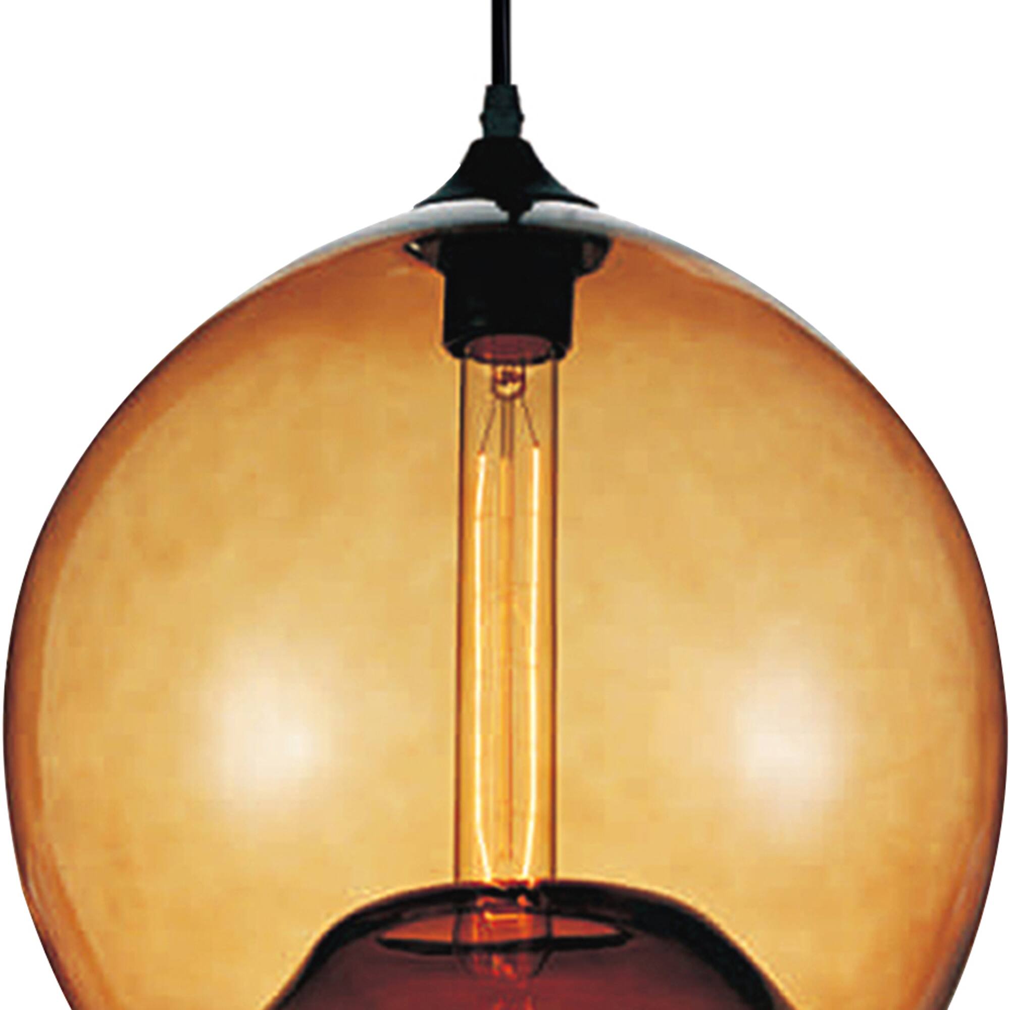 Back. CWI Lighting - Glass 1 Light Down Mini Pendant With Amber Finish - Black.