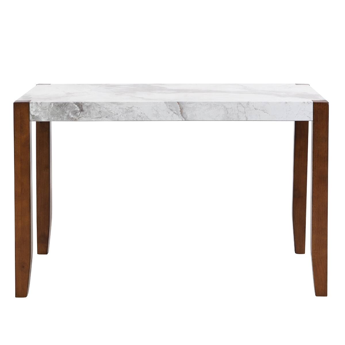 Back. Loheer - Loheer Modern Faux Marble Dining Table, 46.5 Inch Rectangular White Table for Four - White.