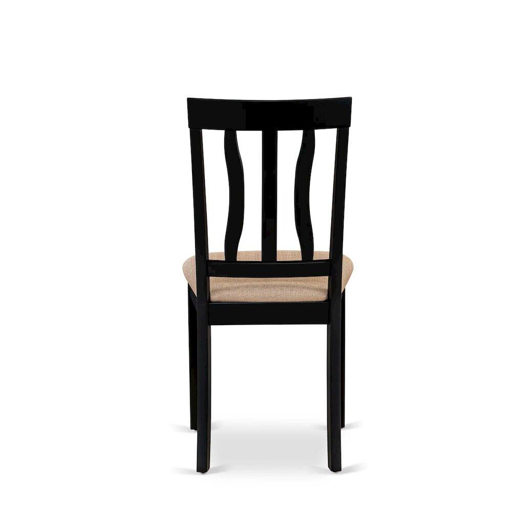 Back. East West Furniture - Antique Dining Chairs - Linen Fabric Upholstered Wood Chairs - Black & Cherry.