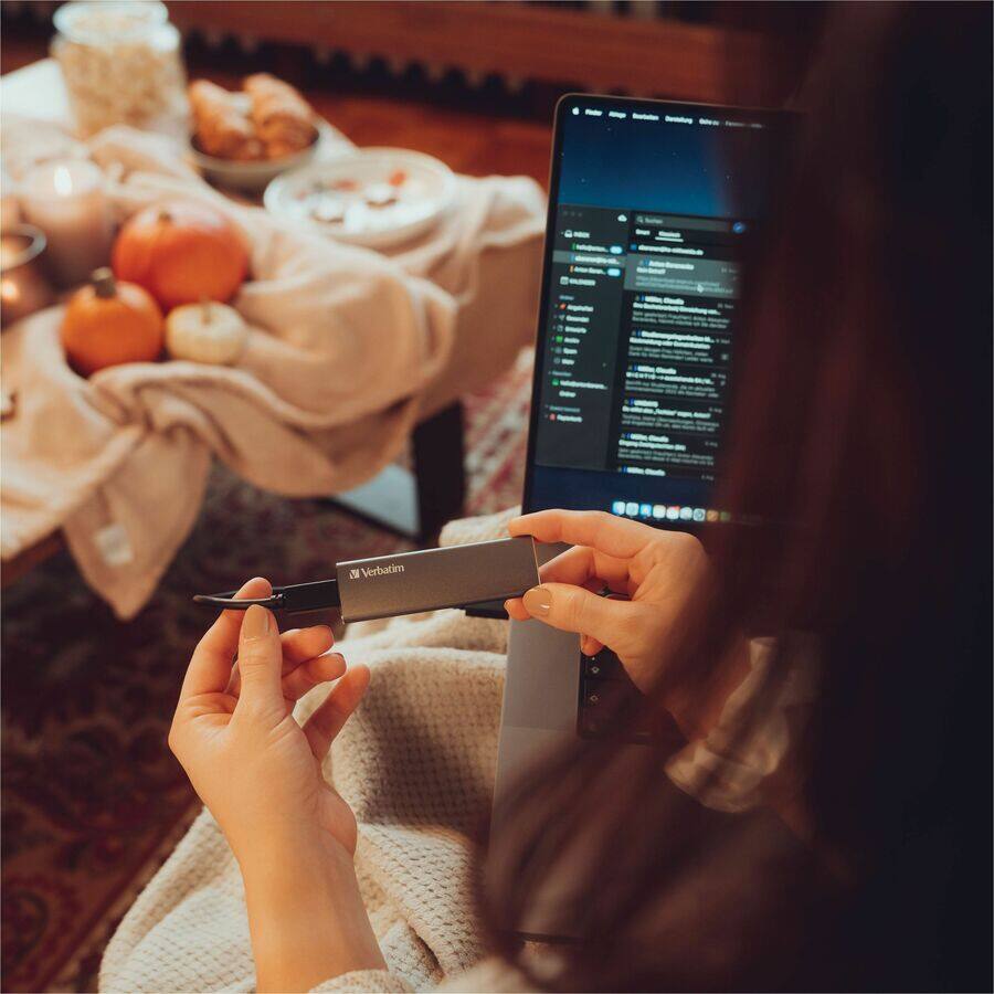 Alt View 4. Verbatim - Verbatim VX500 1 TB Portable Solid State Drive - External - Space Gray - Storage System, Notebook Device Supported - USB.