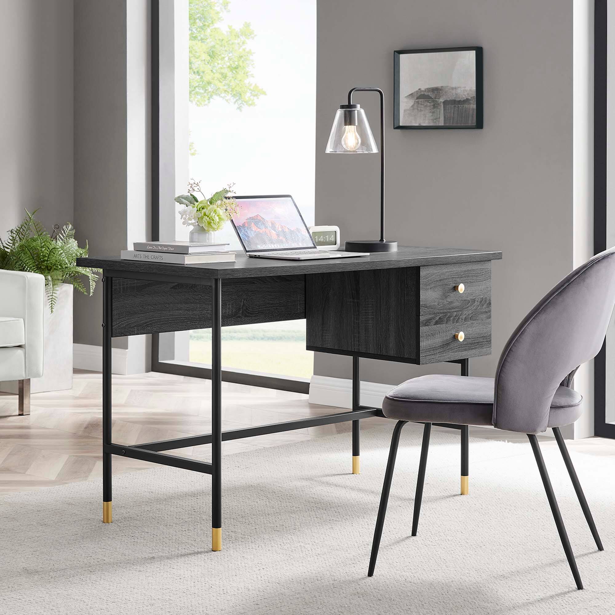 Nexus Office Desk by Modway - Black Charcoal