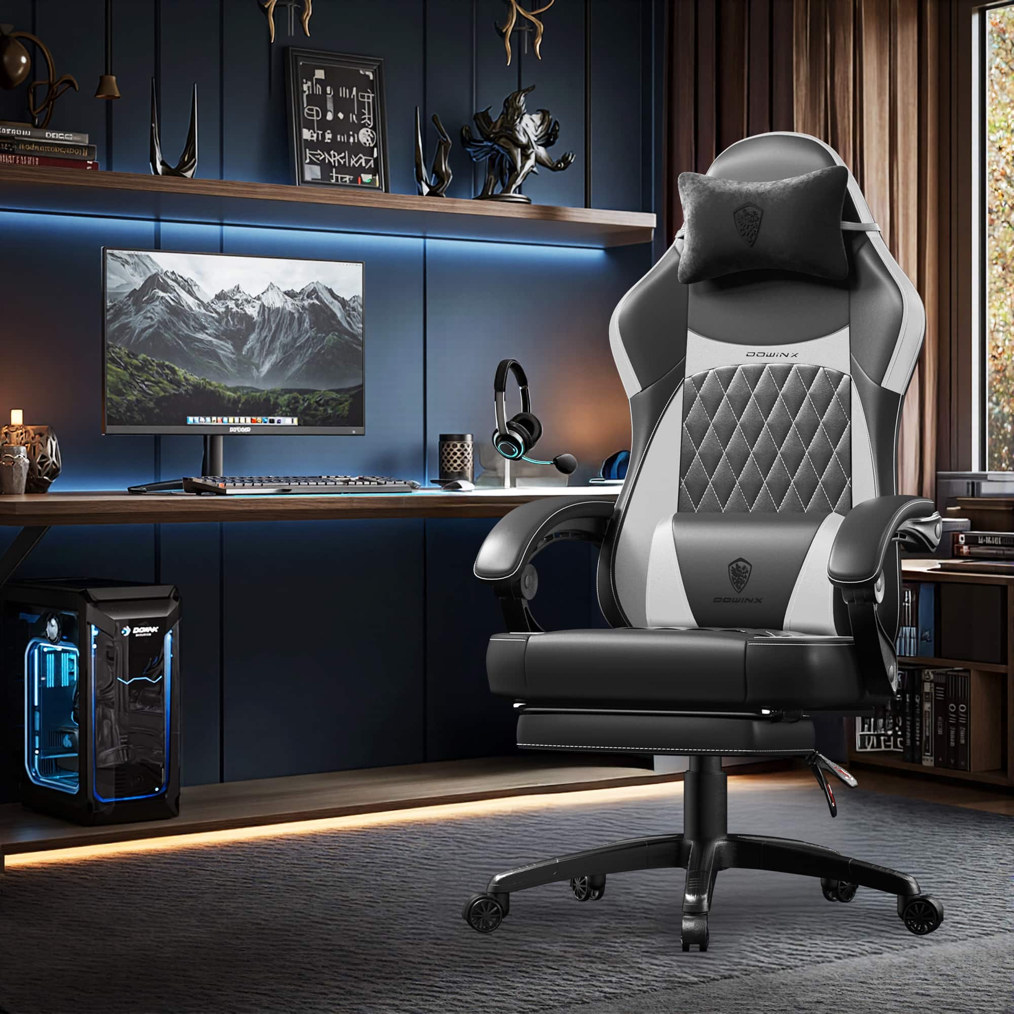 Dowinx High Back Gaming Chair with Wide Seat Cushion, Reclining