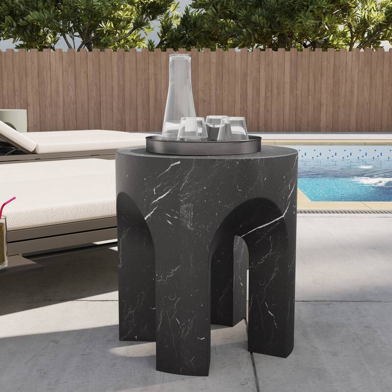 LeisureMod Crus Arched Fiberstone Side Table, Heavy Duty & Indoor ...