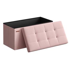 JETRANSPORT - Mazie Collection - 30 Inches Folding Storage Ottoman Bench Foot Rest End Of Bed Chest Load 660 Lb For Living - Jelly Pink 15"D x 30"W x 15"H