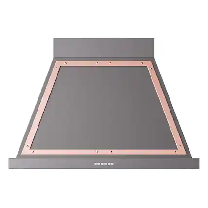 Front. ILVE - ILVE Nostalgie II Noblesse 36 inch Ducted Wall Mount Range Hood with 600 CFM (Graphite Matte, Copper Trim) - Graphite Matte.