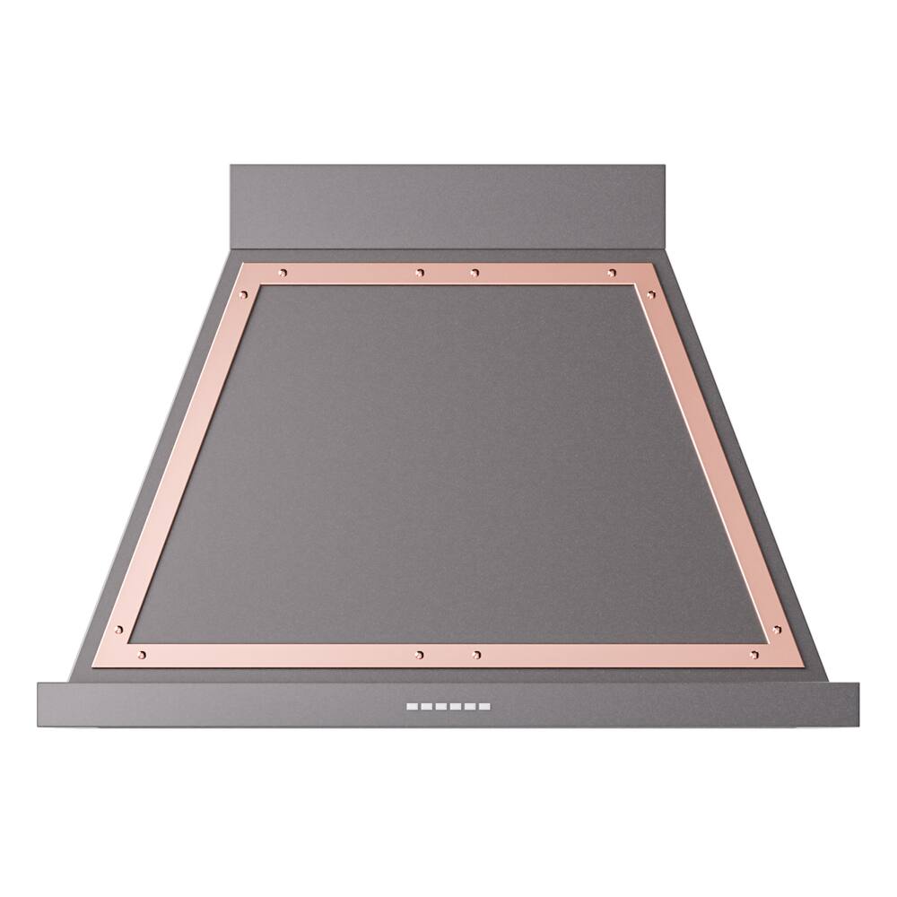 Front. ILVE - ILVE Nostalgie II Noblesse 36 inch Ducted Wall Mount Range Hood with 600 CFM (Graphite Matte, Copper Trim) - Graphite Matte.