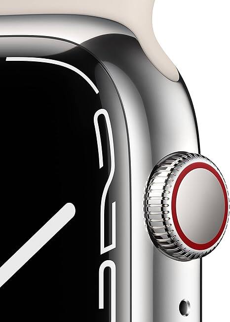 Angle. Apple - Watch Series 7 Stainless 45mm (GPS + Cellular) - Silver.