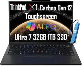 Lenovo - Upgraded - ThinkPad X1 Carbon Gen 12 14" FHD+ Touchscreen Laptop - AI PC - Intel Core Ultra 7 with 32GB Memory - 1TB SSD - Win11Pro - Jet Black
