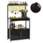 Alt View 1. Bestier - Bestier 45-55" Adjustable Kitchen Stand Power Outlet, Storage, LED Light & 10 S-Hooks-Microwave Coffee Bar Cabinet - Black.
