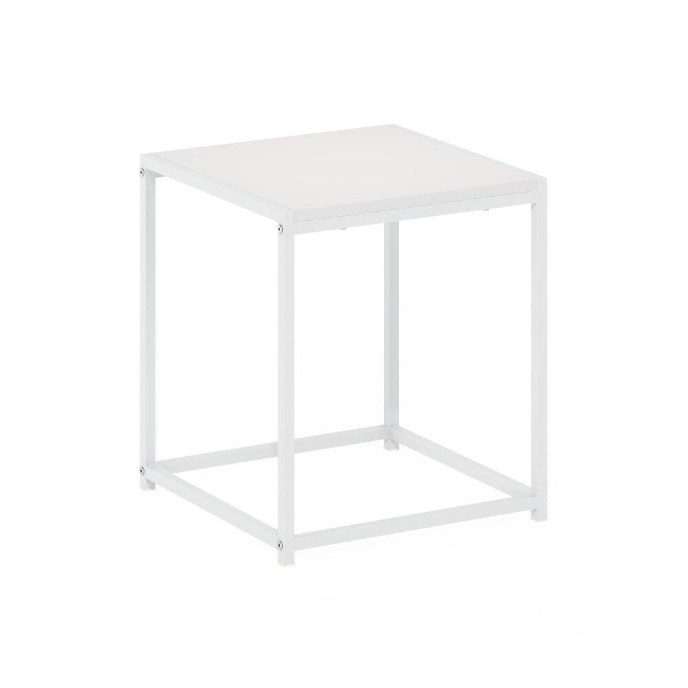 Left. Furinno - CAMNUS Night Stand, Metal Frame Nightstand, Toolless Side Table, End Table, Bedside Table - Solid White/White.